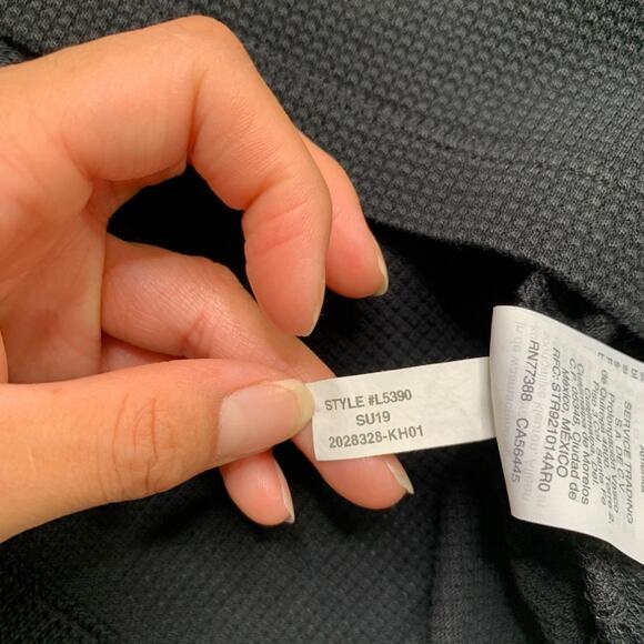 J Crew Polo Shirt Mens L Black Tech Coolmax Technology Waffle Knit Short Sleeve - Picture 6 of 9